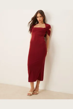 ASOS Twist shoulder midi dress in -Red