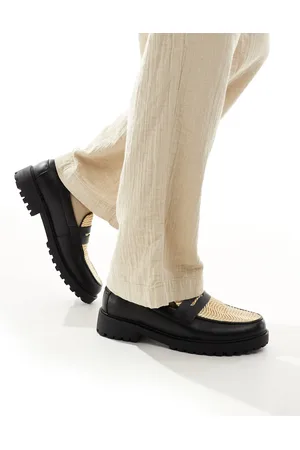 ASOS Loafers in black with natural weave-Neutral