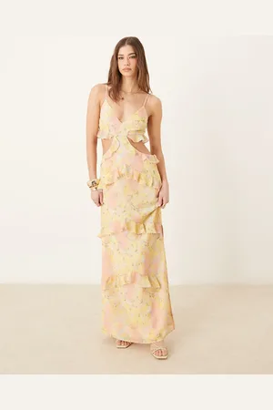 Pretty Lavish Cut-out ruffle maxi dress in bright -Multi