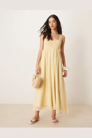 ASOS Micro rib bust midi dress with chiffon skirt in
