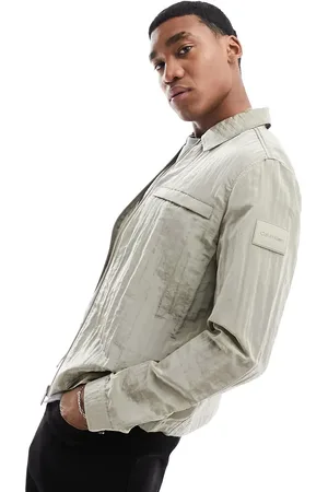 Calvin Klein Crinkle 2.0 shirt jacket in cream-White