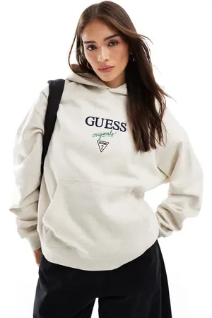 Guess Heather baker logo hoodie in grey