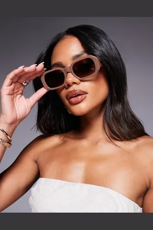 Quay Australia Quay Hyped Up rectangular sunglasses in mocha