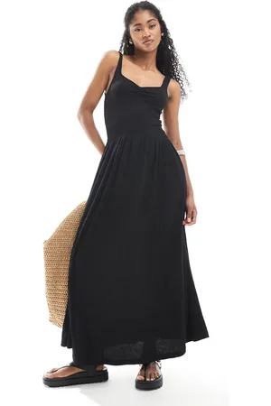 ASOS Crinkle sweetheart neck midi dress in