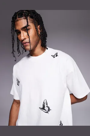 Good For Nothing T-shirt with butterfly embroidery in -Neutral