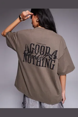 Good For Nothing Logo back oversized t-shirt in -Neutral