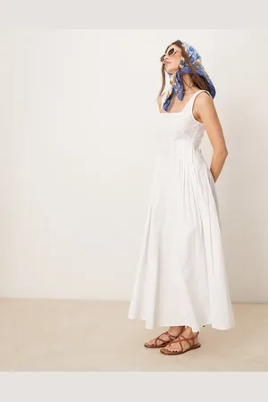 ASOS Scoop neck pleat waist midaxi dress in