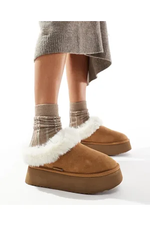 Steve Madden Chaplin real suede faux fur lined slippers in brown
