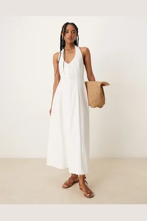 ASOS Halter midi dress with godet hem in
