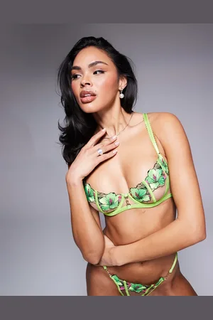 Ann Summers Caged Hibiscus non padded balcony bra in lime