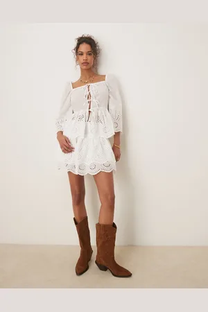 Glamorous Boho rara broderie mini skirt in (part of a set)