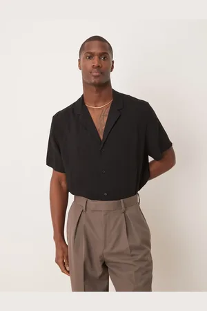 ASOS Loose fit viscose shirt with deep revere collar in