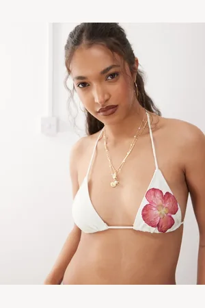Motel Pami orchid print bikini top in