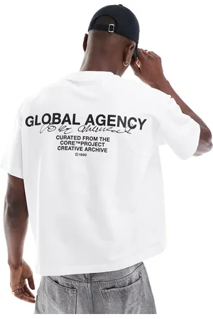JACK & JONES Oversized t-shirt with back global agency back print in white