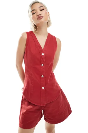 ASOS Denim v neck waistcoat in (part of a set)