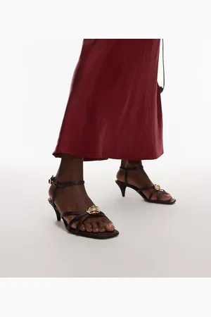 & OTHER STORIES Leather strappy heel sandals with front motif detail in