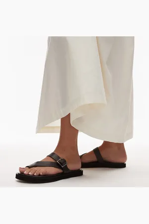 Topshop Premium Kimberley leather flat sandals in
