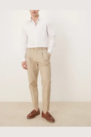 ASOS Smart tapered cotton chino pants in -Neutral
