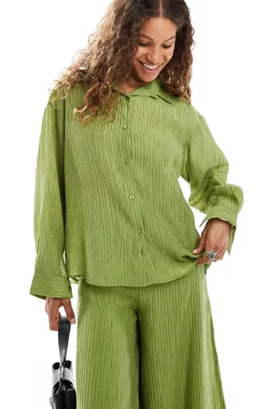 Ghospell Textured oversized shirt in (part of a set)
