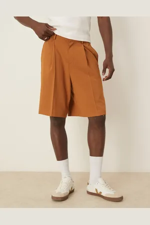 ASOS Linen look wide suit shorts in -Orange