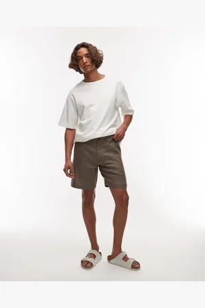 ARKET Linen flat front shorts with slant pockets in -Brown