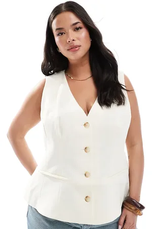 ASOS Curve peplum waistcoat in -Neutral
