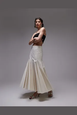 ASOS Dropped waist panelled maxi skirt in -White
