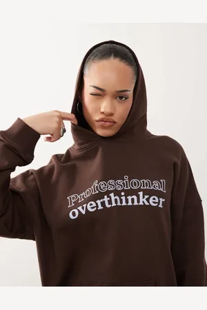 Motel Oversized slogan hoodie in -Brown