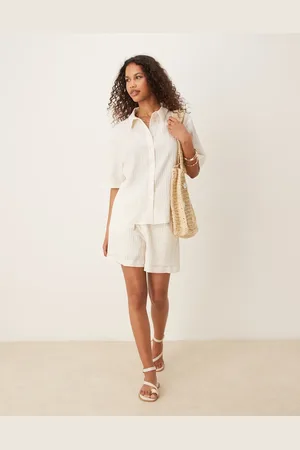 AWARE Textured relaxed shorts in white (part of a set)