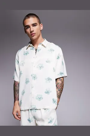 ASOS Relaxed shirt with floral print in neutral
