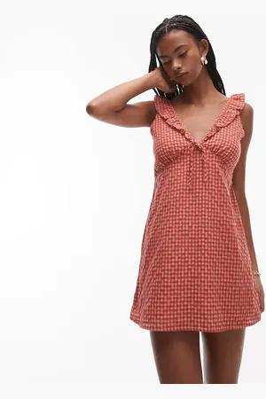 Rhythm Lola check ruffle mini dress in