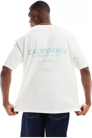 ASOS Oversized t-shirt with summer back and front print in off white