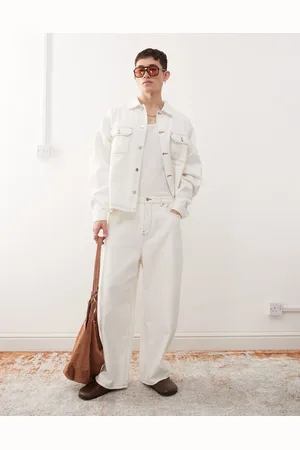 Reclaimed Western baggy jeans in with contrast stitch (part of a set)-White