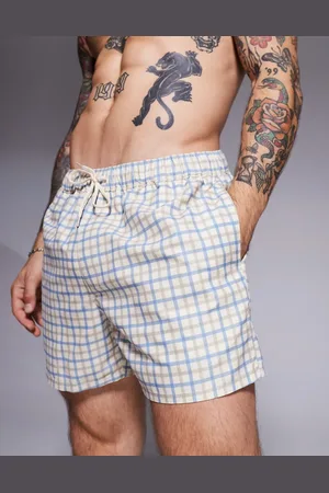 ASOS Swim shorts in mid length in check