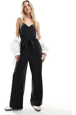 & OTHER STORIES Relaxed leg stretch jumpsuit with camisole straps and tie waist in