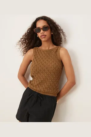 AWARE Crochet knit tank top in brown