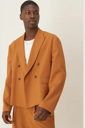 ASOS Linen look boxy suit jacket in -Orange