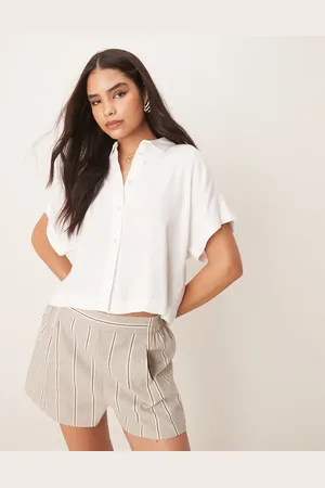 SELECTED Femme cropped linen shirt in white