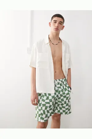 COLLUSION Checkerboard swim shorts in -Blue