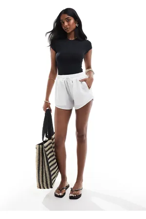 Bershka Linen-look drawstring waist shorts in