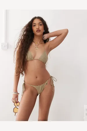 Motel Lentra tie-side bikini bottoms in brown