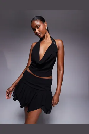 Missyempire Missy Empire chiffon cowl neck buckle detail top in (part of a set)