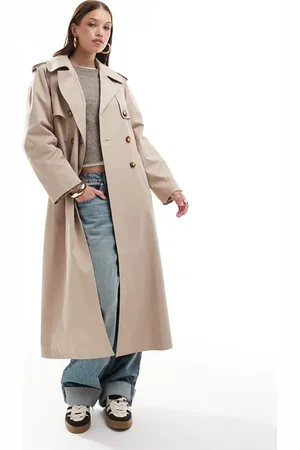 Miss Selfridge Traditional oversized trench coat in -Neutral