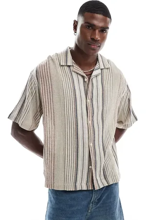 Pull&Bear Textured retro striped shirt in