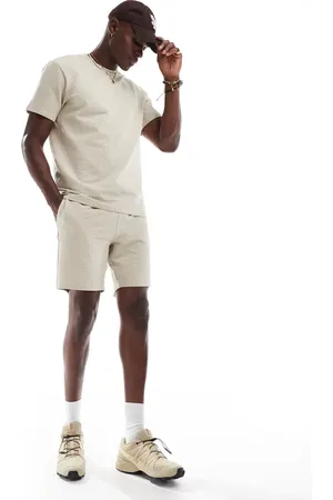 Only & Sons Waffle shorts in cream (part of a set)-White