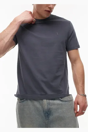 AllSaints Brace 3 pack brushed cotton t-shirts in blue multi-Black