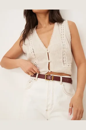 ASOS Waist and hip belt with square buckle in -Red