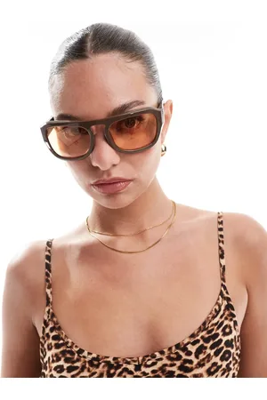 A. Kjærbede Max oversized wraparound sunglasses in chocolate