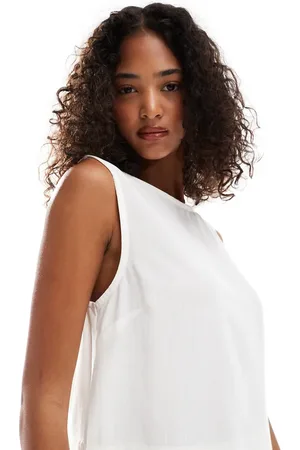 ASOS Linen look chuck on tank top in -White