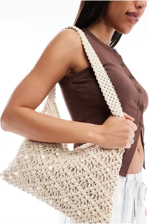 Pull&Bear Crochet bag with sequin detail in -Neutral